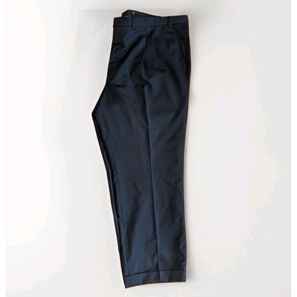 Quiet Luxury Wool Dress Pants Pleated Black Tailored Jack Victor Chester 46R